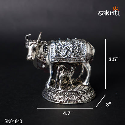 Brass Cow & Calf Statue – 2.2 Inch Height | Miniature Pooja & Home Décor Figurine