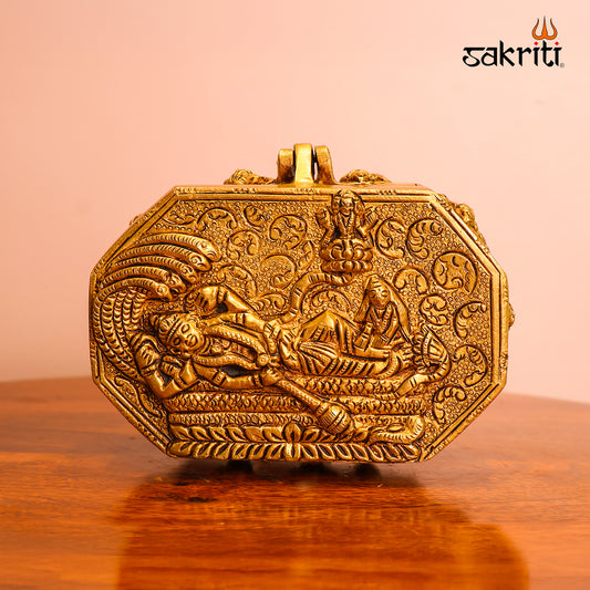 Brass Dasavatharam Pooja Box – 3.1 Inch Traditional Dasavatar Set for Puja Room and Home Temple Décor