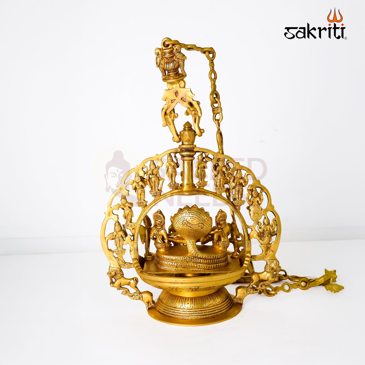 Brass Dasavatharam Hanging Vilakku – 51 Inch Traditional Brass Oil Lamp for Pooja Room and Home Temple Decor