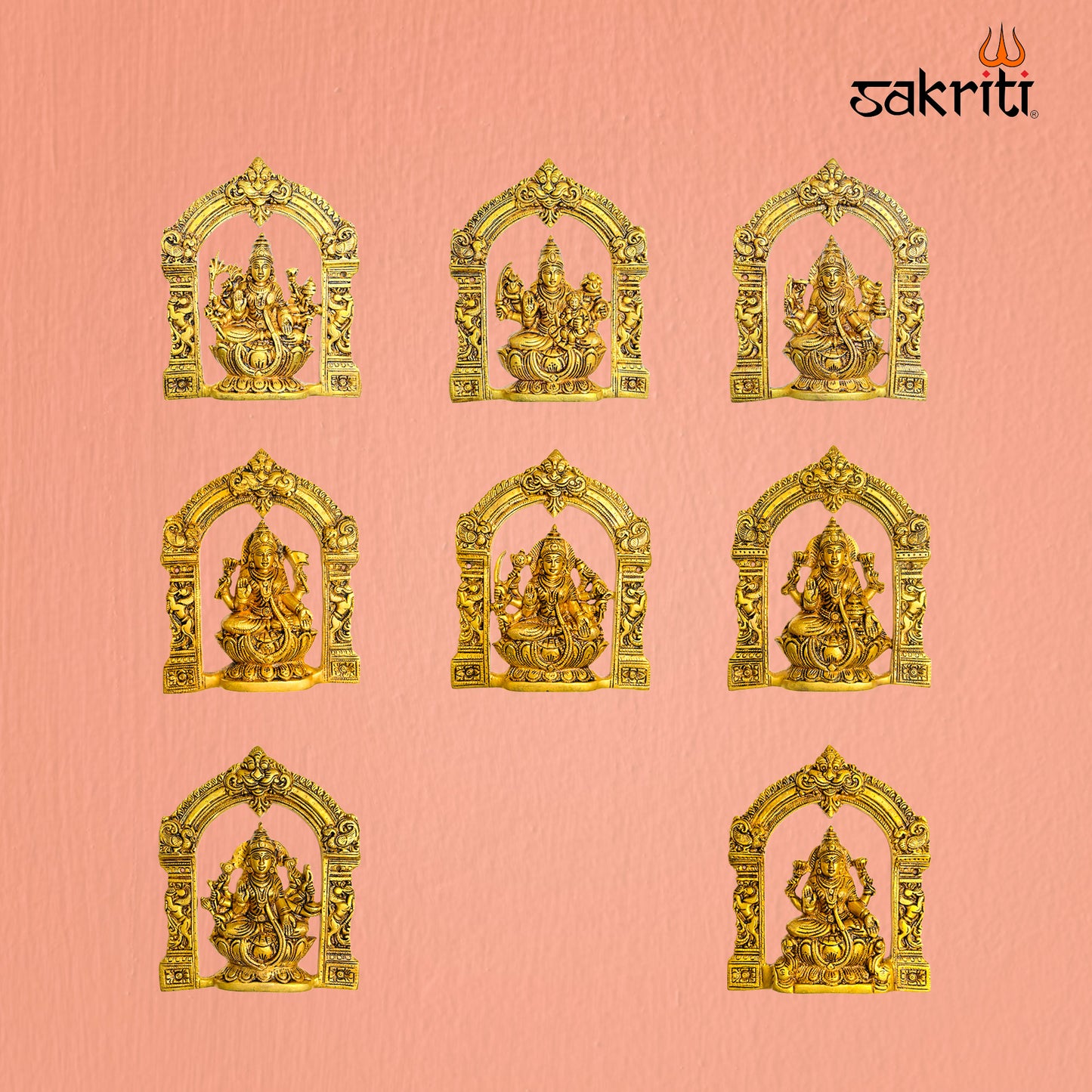 Brass Arch Astalakshmi Wall Mounted Plate – 9 Inch Traditional Lakshmi Decor for Pooja Room and Home Temple