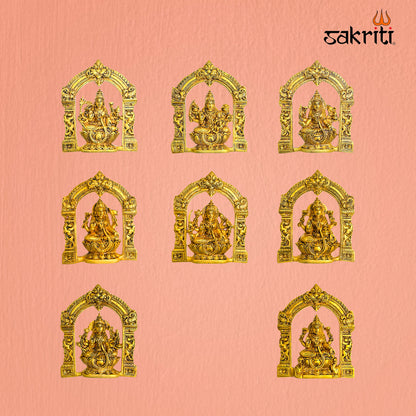 Brass Arch Astalakshmi Wall Mounted Plate – 9 Inch Traditional Lakshmi Decor for Pooja Room and Home Temple