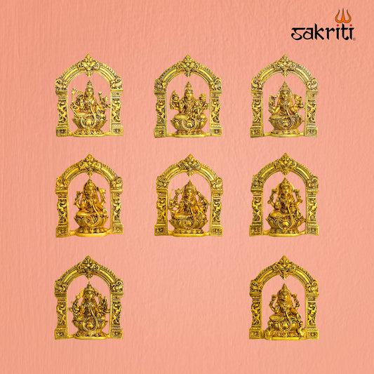 Brass Arch Astalakshmi Wall Mounted Plate – 9 Inch Traditional Lakshmi Decor for Pooja Room and Home Temple