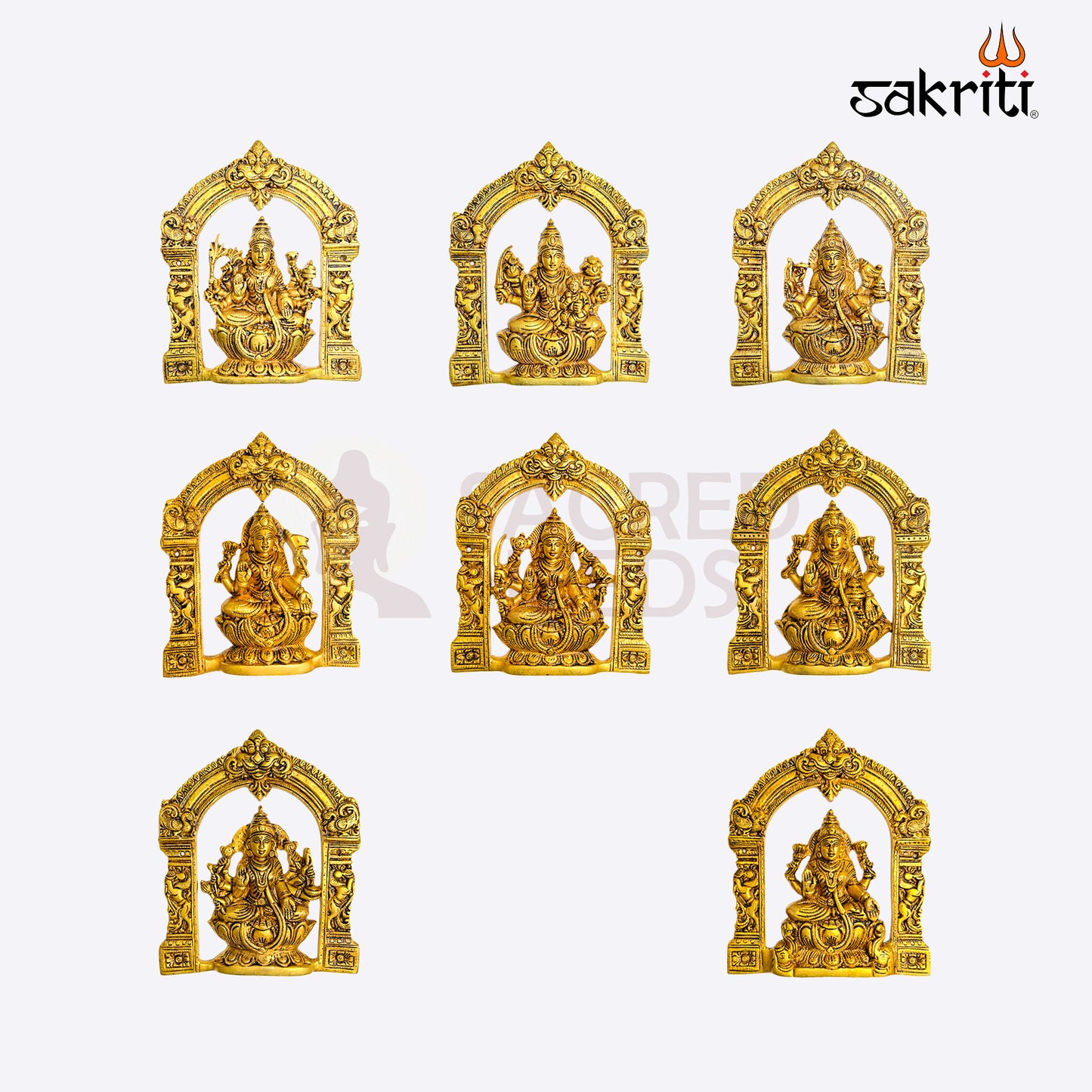 Brass Arch Astalakshmi Wall Mounted Plate – 9 Inch Traditional Lakshmi Decor for Pooja Room and Home Temple