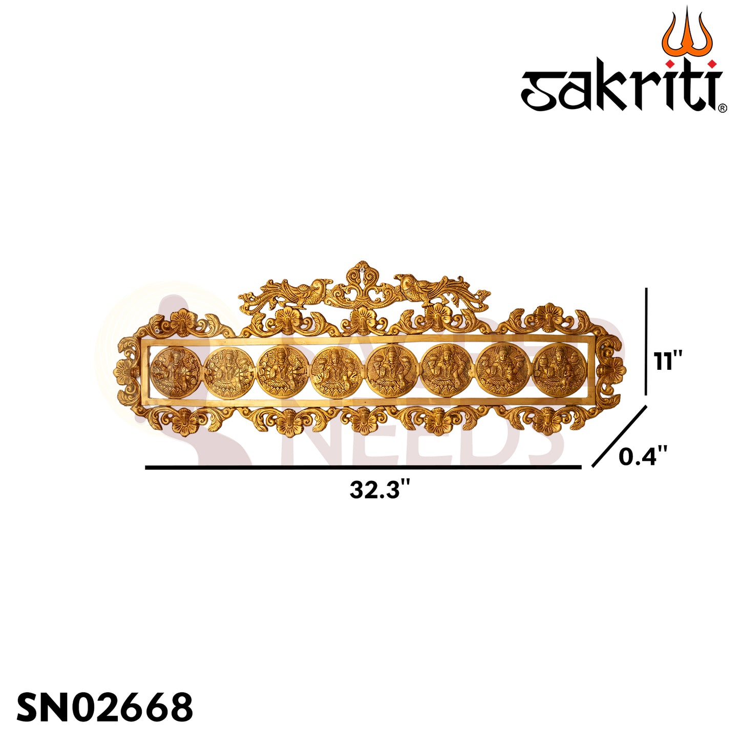 Brass Round Astalakshmi Wall Mounted Frame – 32.3 Inch Length | Lakshmi Devi Decorative Pooja Wall Frame for Home & Mandir