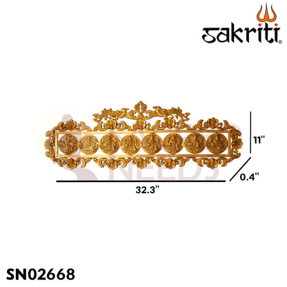 Brass Round Astalakshmi Wall Mounted Frame – 32.3 Inch Length | Lakshmi Devi Decorative Pooja Wall Frame for Home & Mandir