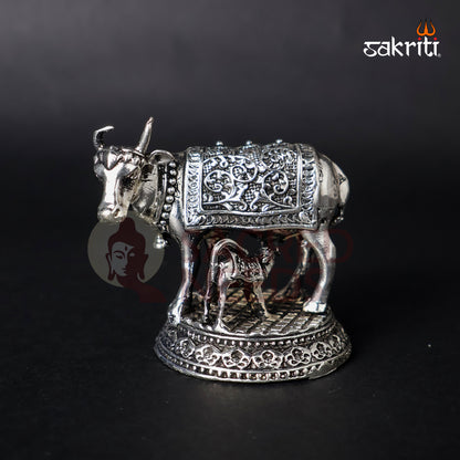 Brass Cow & Calf Statue – 2.2 Inch Height | Miniature Pooja & Home Décor Figurine