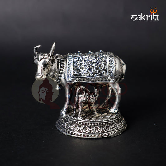 Brass Cow & Calf Statue – 2.2 Inch Height | Miniature Pooja & Home Décor Figurine