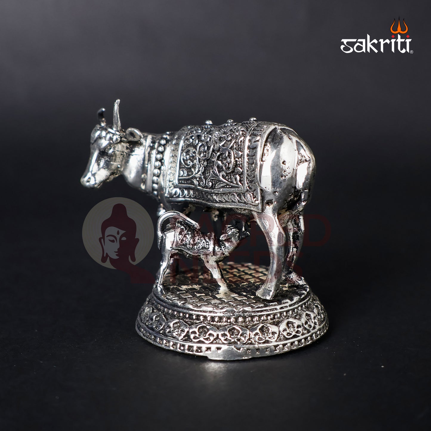 Brass Cow & Calf Statue – 2.2 Inch Height | Miniature Pooja & Home Décor Figurine