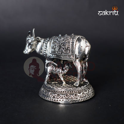 Brass Cow & Calf Statue – 2.2 Inch Height | Miniature Pooja & Home Décor Figurine