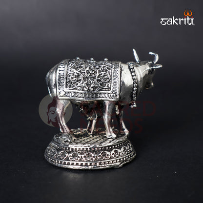 Brass Cow & Calf Statue – 2.2 Inch Height | Miniature Pooja & Home Décor Figurine