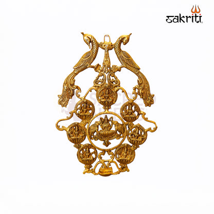 Brass Astalakshmi Wall Mounted Frame with Deepam – 18 Inch Traditional Lakshmi Frame for Temple & Home Decor