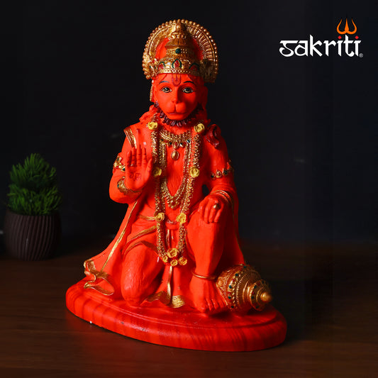 Marble Dust Hanuman Sindoor – 13.2 Inch Height | Devotional Idol for Pooja Room, Temple & Home Decor
