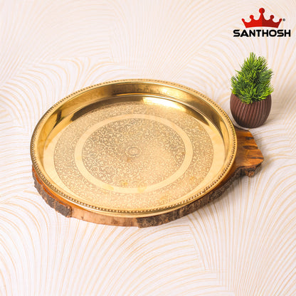 Brass Patti Khumcha Etching – 10 Inch Diameter | Handcrafted Etching Brass Khumcha for Temple & Home Use