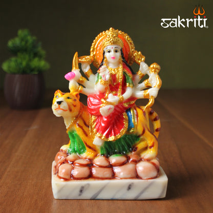 Marble Dust Durga – 5.2 Inch Height | Goddess Durga Idol Statue for Temple, Pooja Room & Home Decor