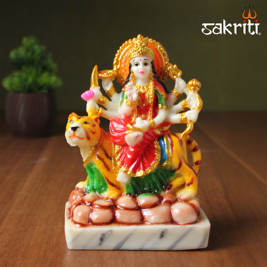 Marble Dust Durga – 5.2 Inch Height | Goddess Durga Idol Statue for Temple, Pooja Room & Home Decor
