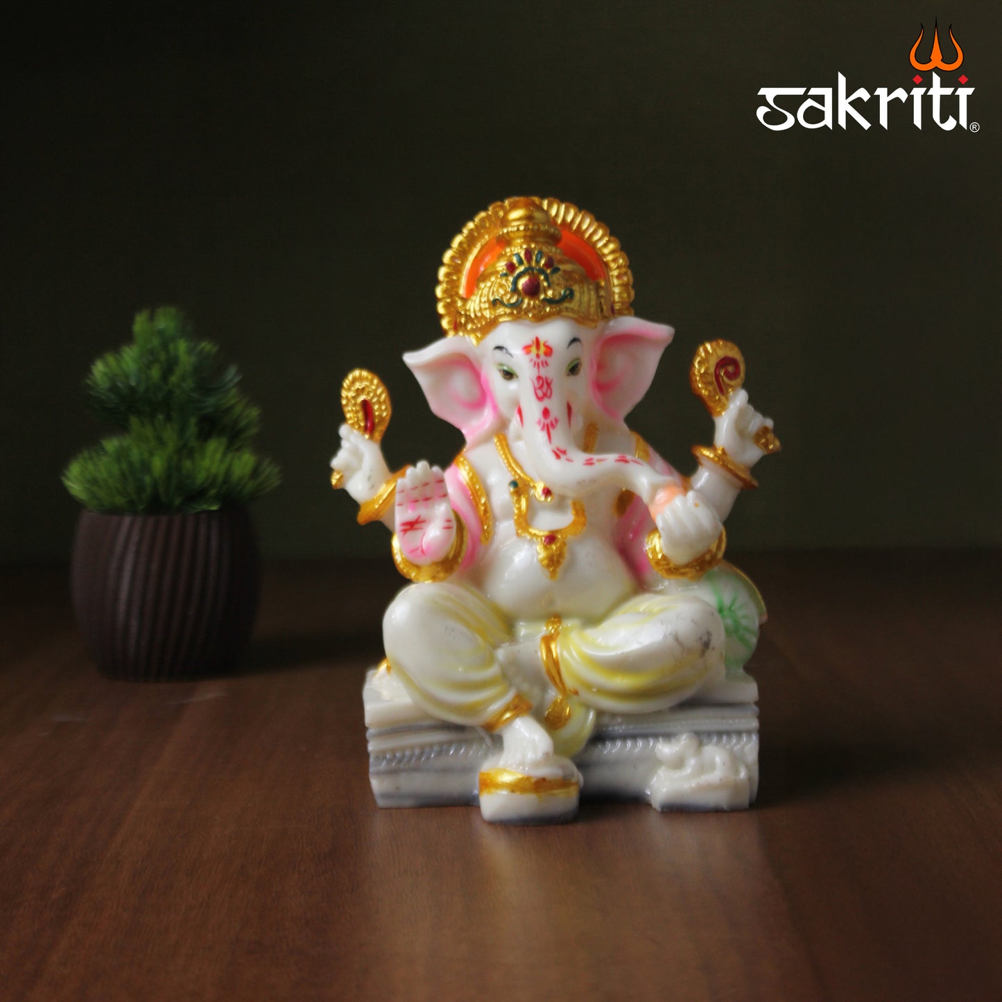 Marble Dust Ganesha – 6.7 Inch Height | Lord Ganesha Idol Statue for Temple, Pooja Room & Home Decor