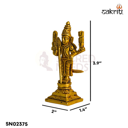 Brass Murugan Idol – 3.9 Inch | Lord Murugan Statue for Temple, Home & Gifts