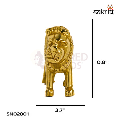 Sacred Needs Brass Lion Statue – 1.9 Inch (4.8 cm) Height | Decorative Brass Lion Figurine for Home, Office, Temple & Vastu Décor