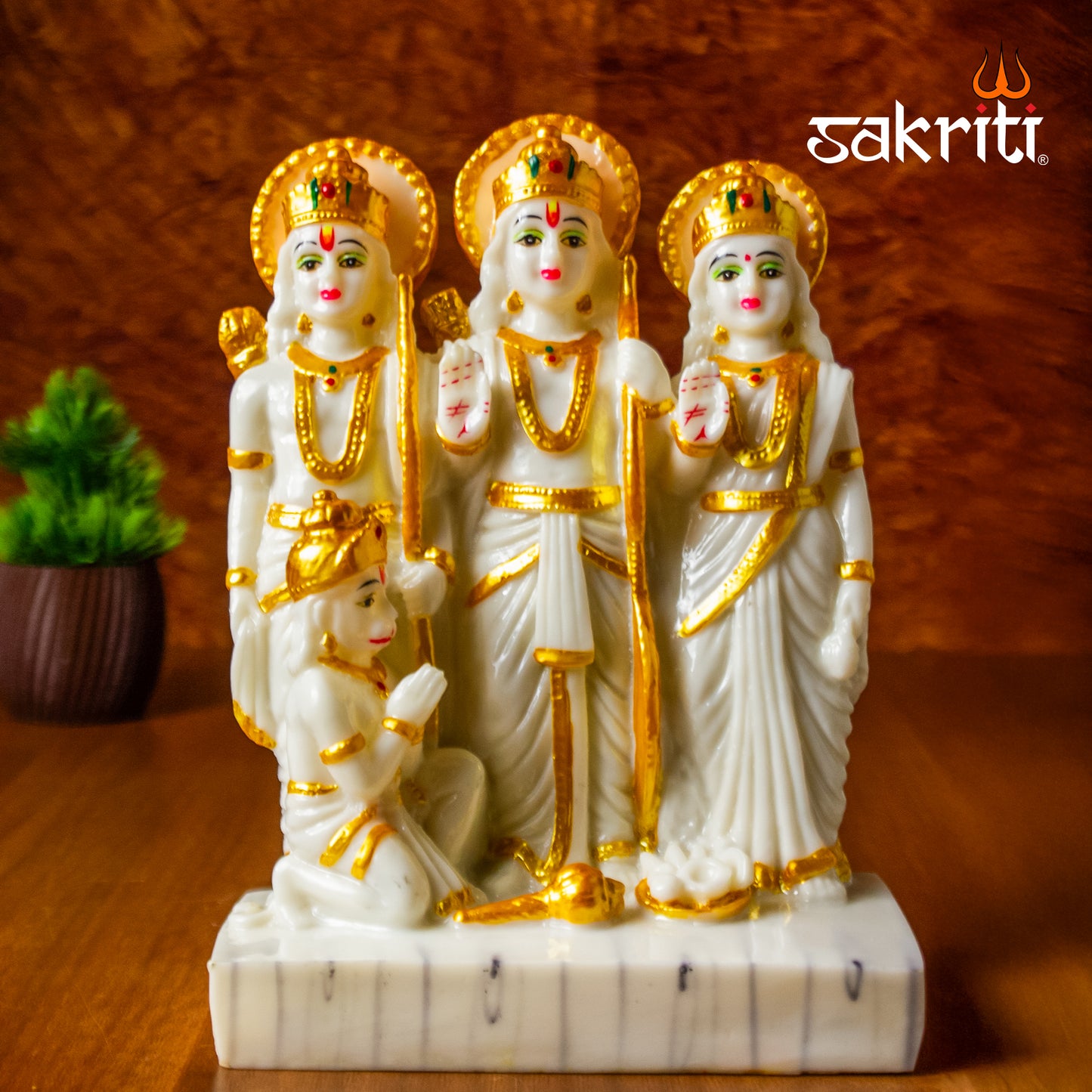 Marble Dust Ram Darbar – 8.4 Inch Height | Ram Darbar Idol Figurine for Temple & Spiritual Decor