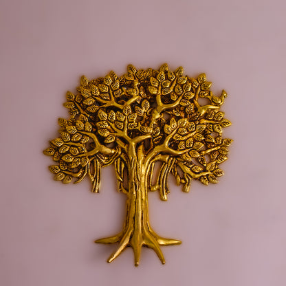 Sacred Needs Brass Tree Wall Mount – 8 Inch (20.3 cm) Height | Decorative Brass Tree of Life Wall Hanging for Pooja Room & Home Décor