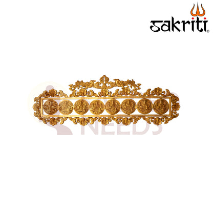 Brass Round Astalakshmi Wall Mounted Frame – 32.3 Inch Length | Lakshmi Devi Decorative Pooja Wall Frame for Home & Mandir