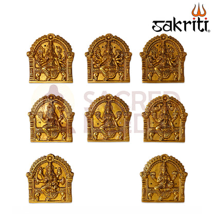 Brass Arch Astalakshmi Wall Mounted Plates – 5.7 Inch Height | Divine Wall Hanging for Home Temple & Auspicious Gifting