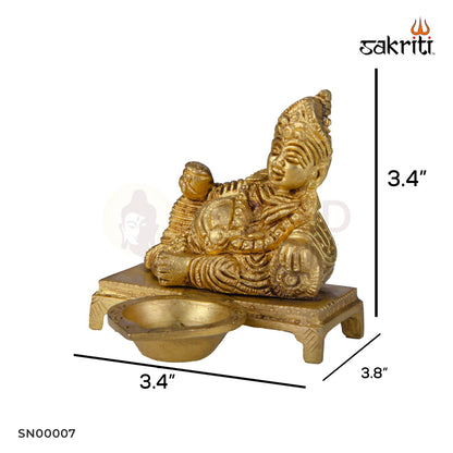 Brass Kubera Vilakku – 3.5 Inch Height | Wealth Lamp for Diwali, Pooja Room & Auspicious Decor