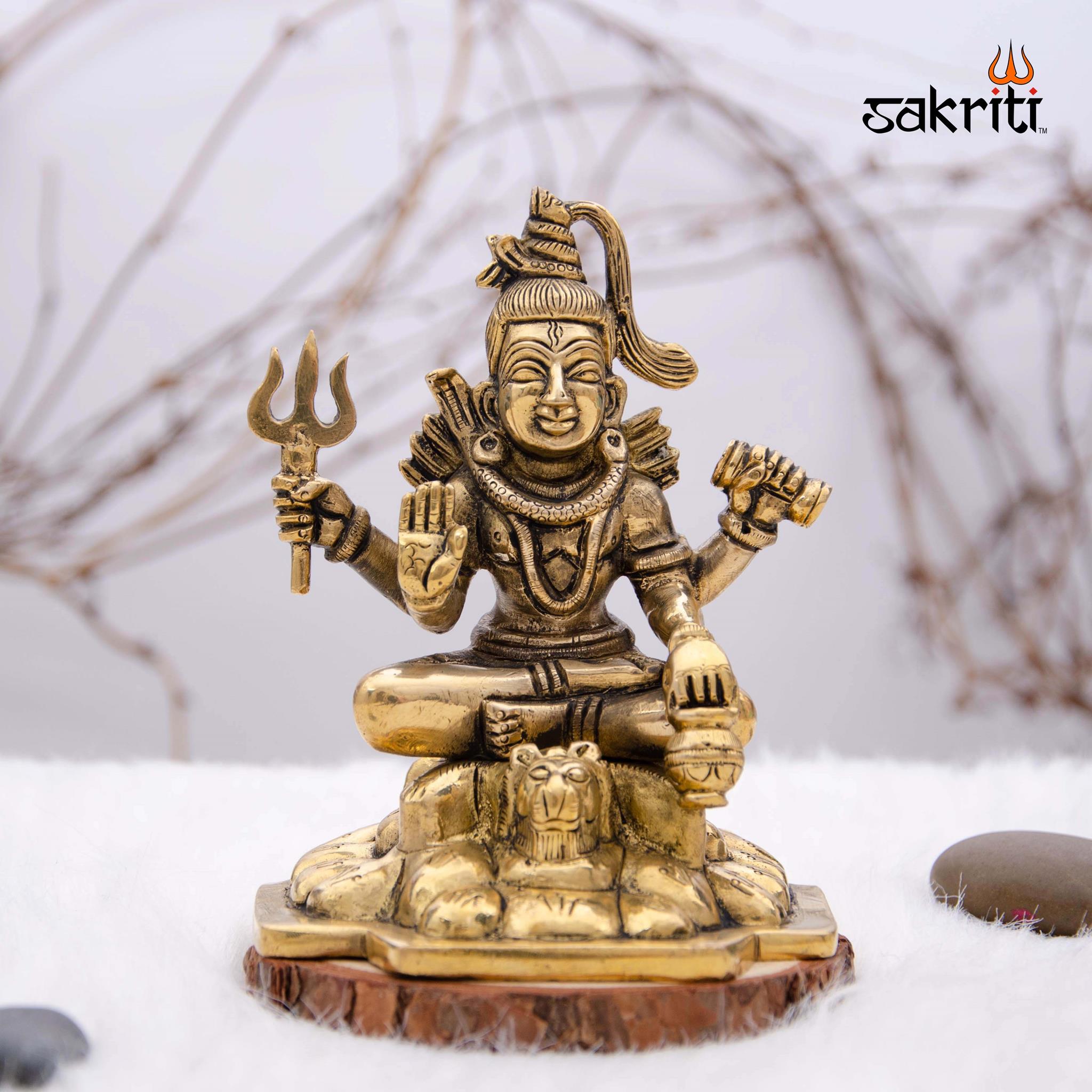 Brass Shivan Idol – 5.1 Inch Height | Lord Shiva Statue for Meditation ...