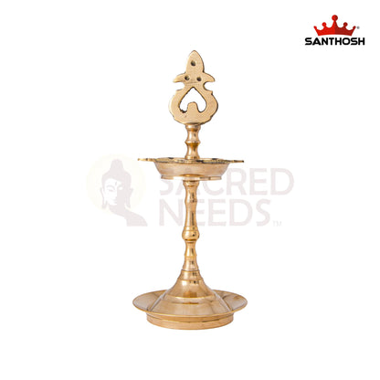 Brass Karaikudi Vilakku Porai – 8 Inch Height | Heavyweight Brass Lamp Holder for Deepam, Ideal for Daily Worship, Housewarming & Gifting