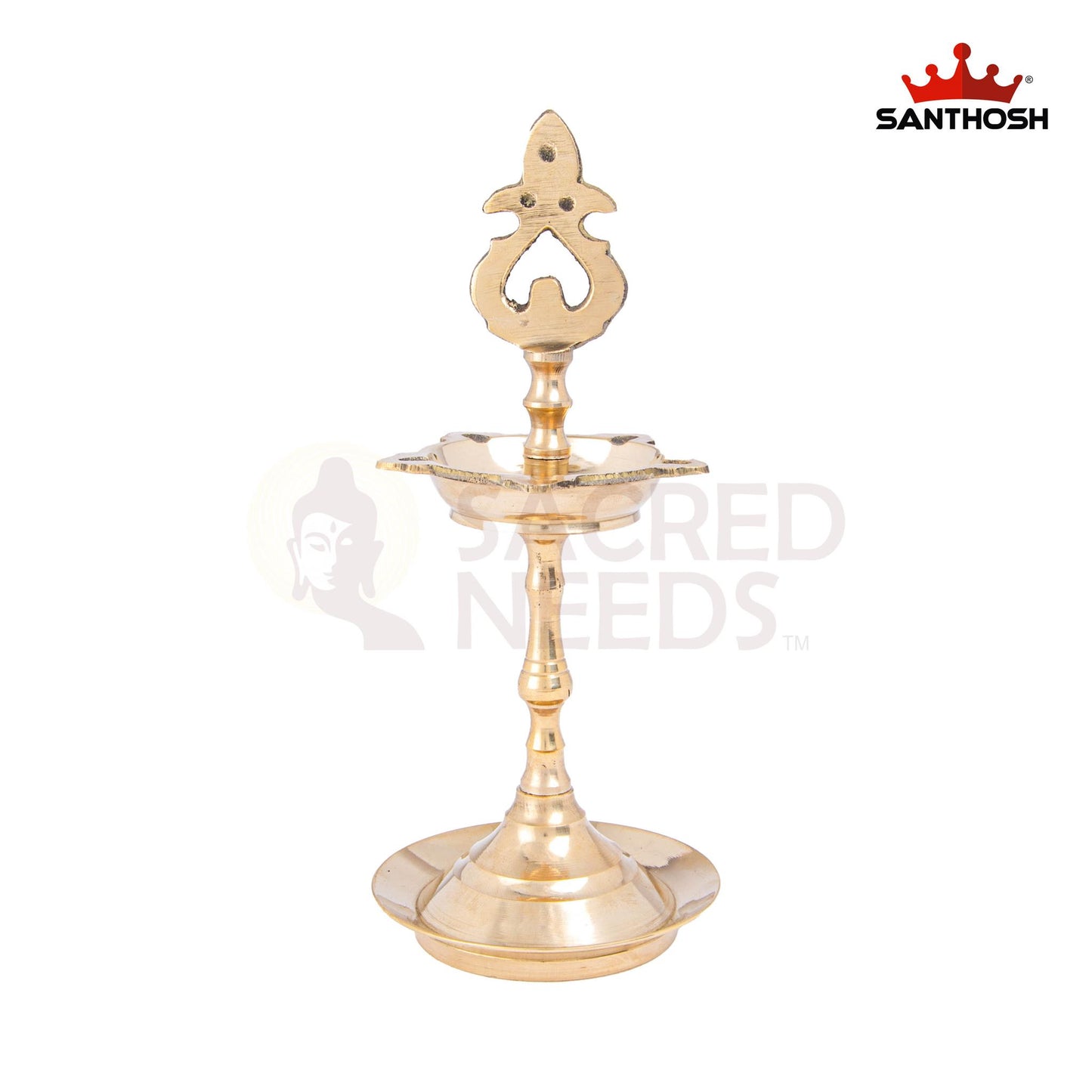 Brass Karaikudi Vilakku Porai – 8 Inch Height | Heavyweight Brass Lamp Holder for Deepam, Ideal for Daily Worship, Housewarming & Gifting