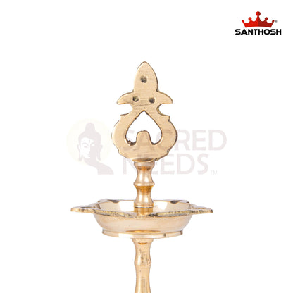 Brass Karaikudi Vilakku Porai – 8 Inch Height | Heavyweight Brass Lamp Holder for Deepam, Ideal for Daily Worship, Housewarming & Gifting