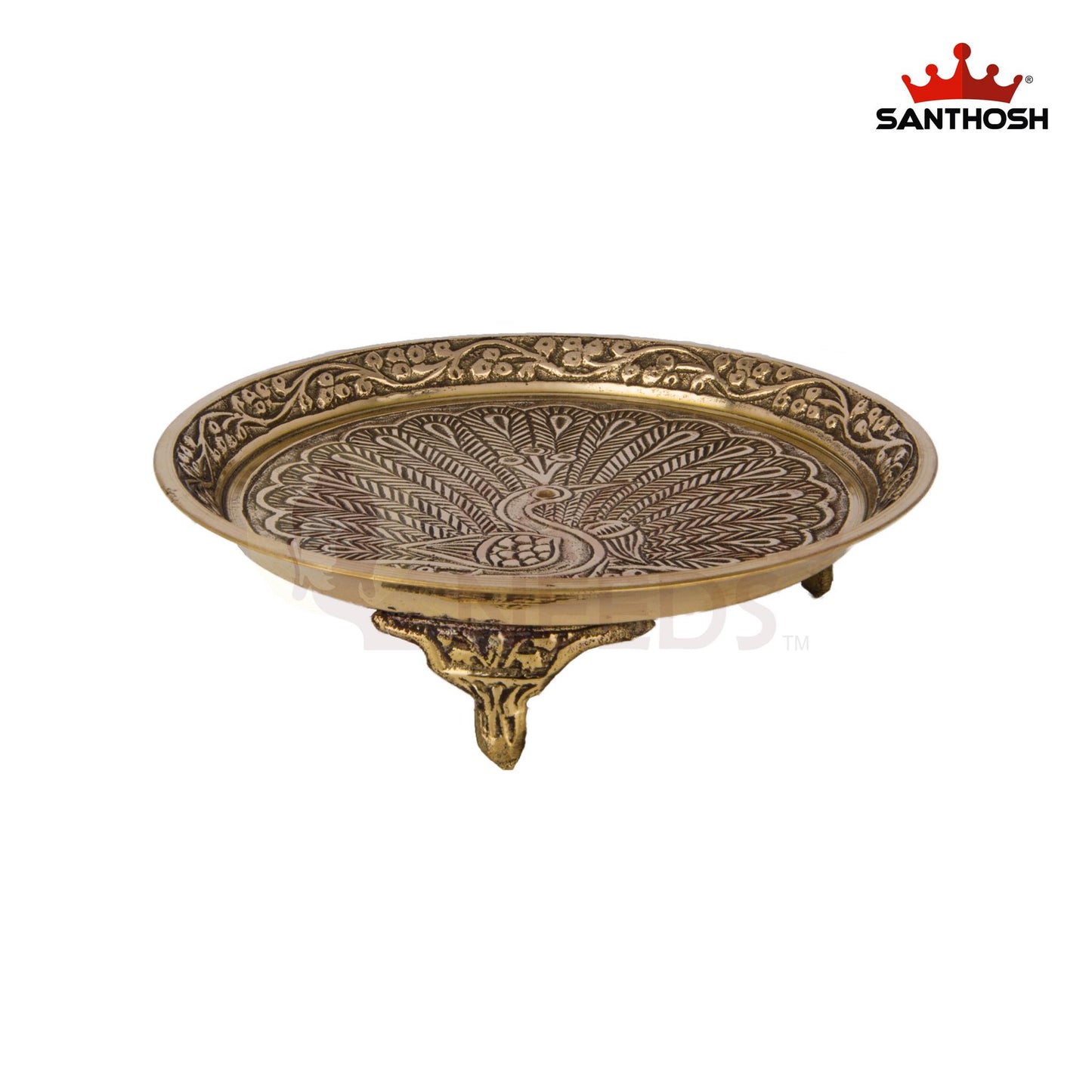 Brass Amboss Pin Tray with Legs – 1.5 Inch Height | Decorative Brass Utility Tray for Coins, Diyas & Ritual Items
