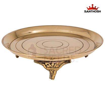 Brass Plain Pin Tray with Legs – 1.5 Inch Height | Multipurpose Brass Plate for Mandir Accessories & Puja Storage