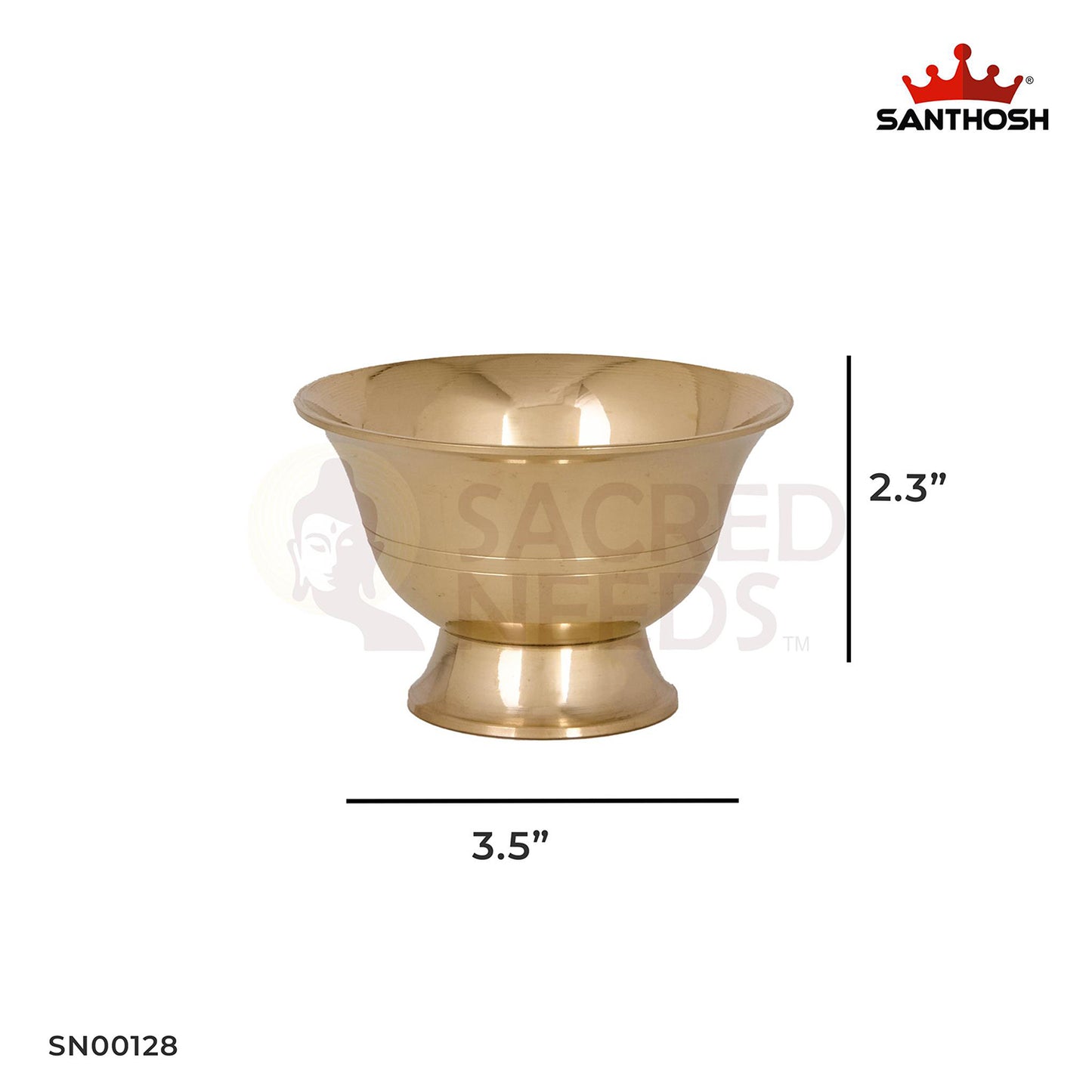 Brass Oil Cup – 2.3 Inch Height | Compact Brass Oil Pot for Temple Diyas & Hindu Pooja Essentials
