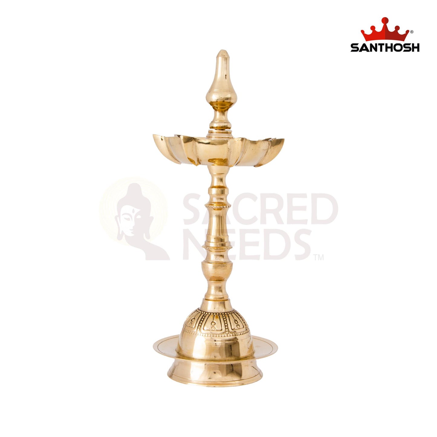 Brass 7-Mukha Param Vilakku Kalash – 11 Inch Height | 7-Mouth Oil Lamp for Temple Use, Spiritual Events & Rituals