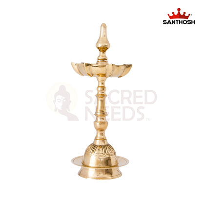 Brass 7-Mukha Param Vilakku Kalash – 11 Inch Height | 7-Mouth Oil Lamp for Temple Use, Spiritual Events & Rituals