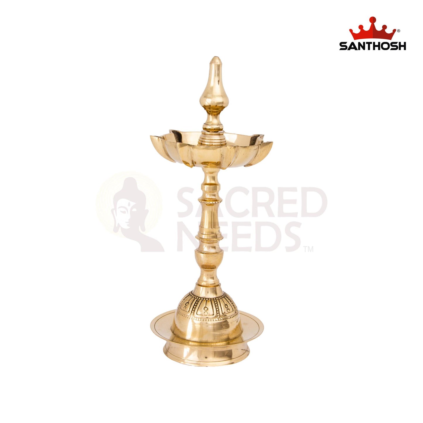 Brass 7-Mukha Param Vilakku Kalash – 11 Inch Height | 7-Mouth Oil Lamp for Temple Use, Spiritual Events & Rituals