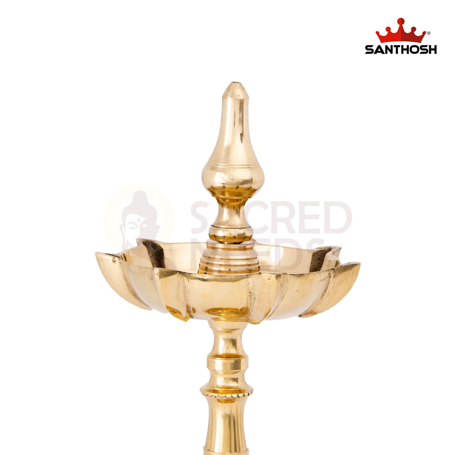 Brass 7-Mukha Param Vilakku Kalash – 11 Inch Height | 7-Mouth Oil Lamp for Temple Use, Spiritual Events & Rituals