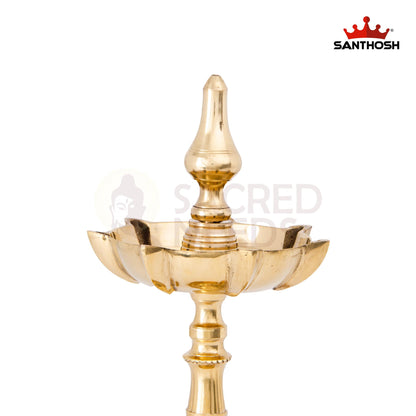 Brass 7-Mukha Param Vilakku Kalash – 11 Inch Height | 7-Mouth Oil Lamp for Temple Use, Spiritual Events & Rituals