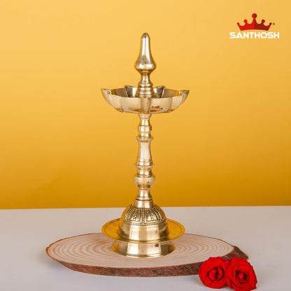 Brass 7-Mukha Param Vilakku Kalash – 11 Inch Height | 7-Mouth Oil Lamp for Temple Use, Spiritual Events & Rituals