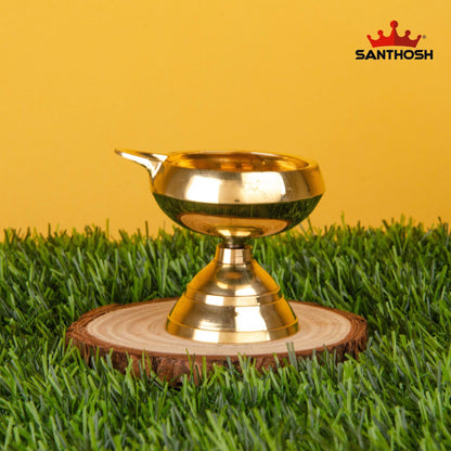 BRASS PLAIN KUBER DEEPAM WITH STAND