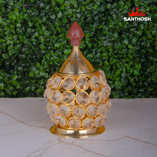 BRASS CRYSTAL DHOLAK UDIPI DEEPAM