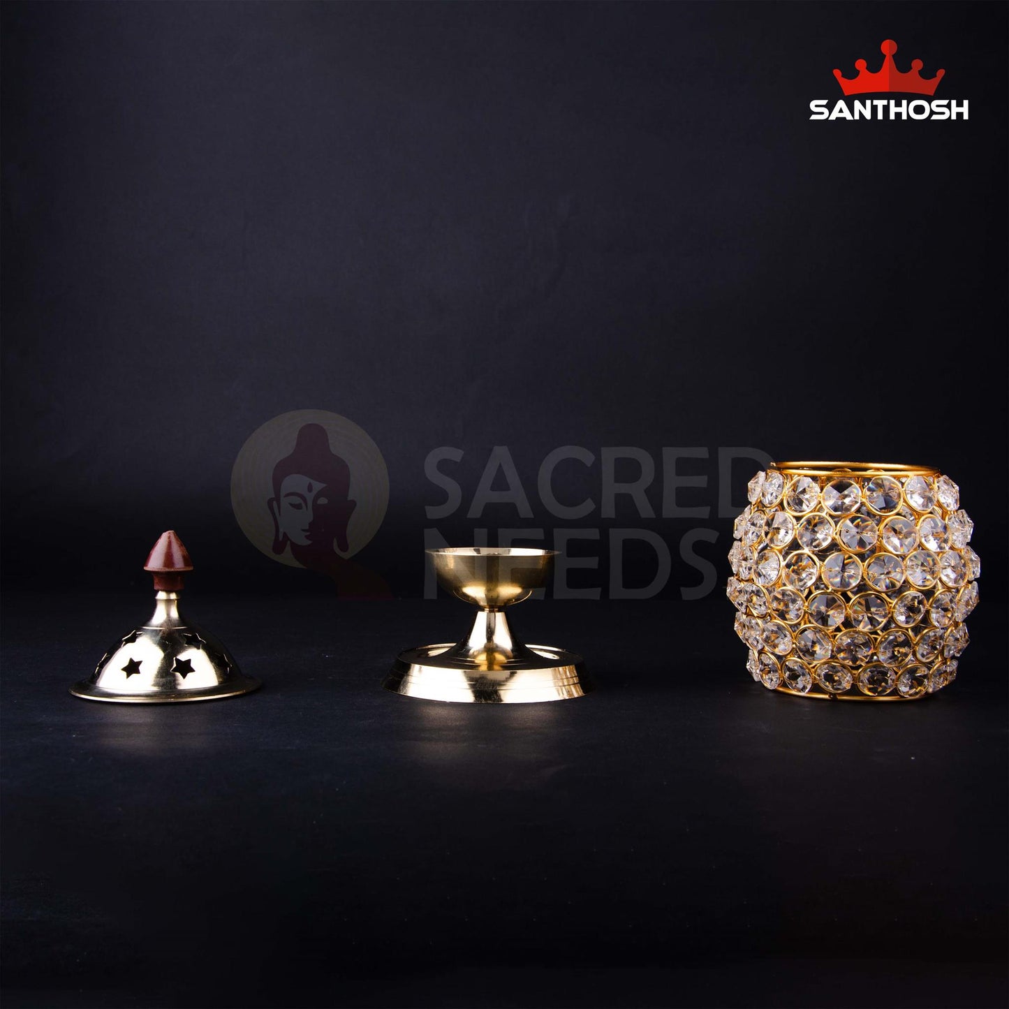 BRASS CRYSTAL DHOLAK UDIPI DEEPAM