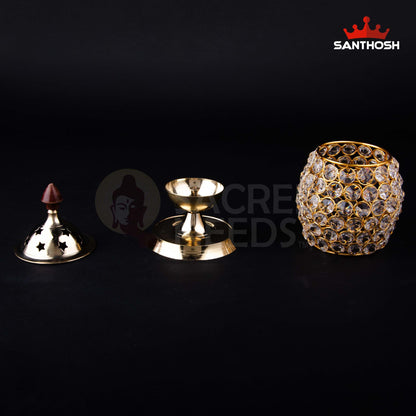 BRASS CRYSTAL DHOLAK UDIPI DEEPAM