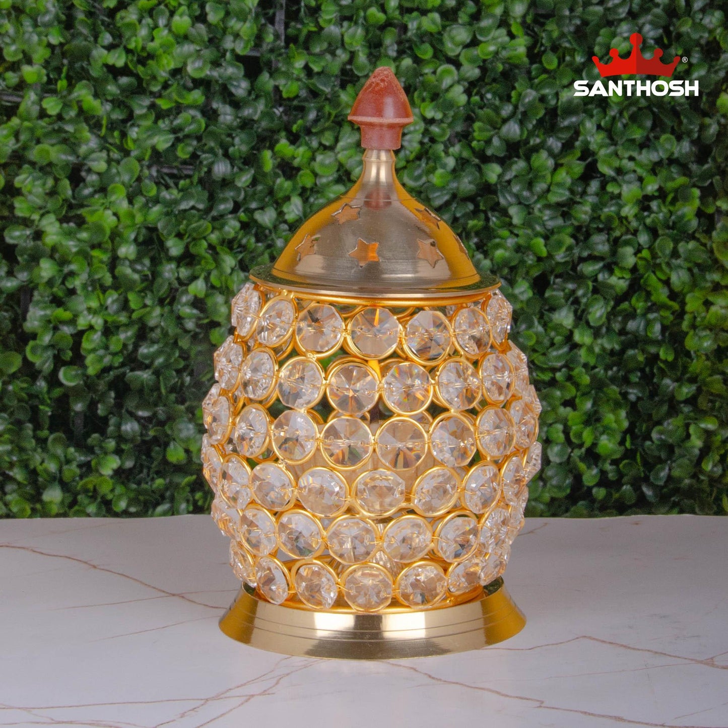 BRASS CRYSTAL DHOLAK UDIPI DEEPAM