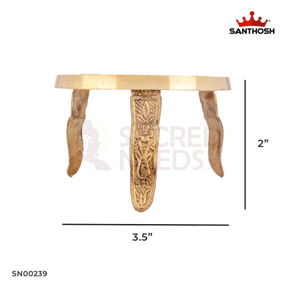 Brass Mukkali – 2 Inch Height | Heavy Brass Mukkali Stand for God Statues, Lamps or Ritual Use