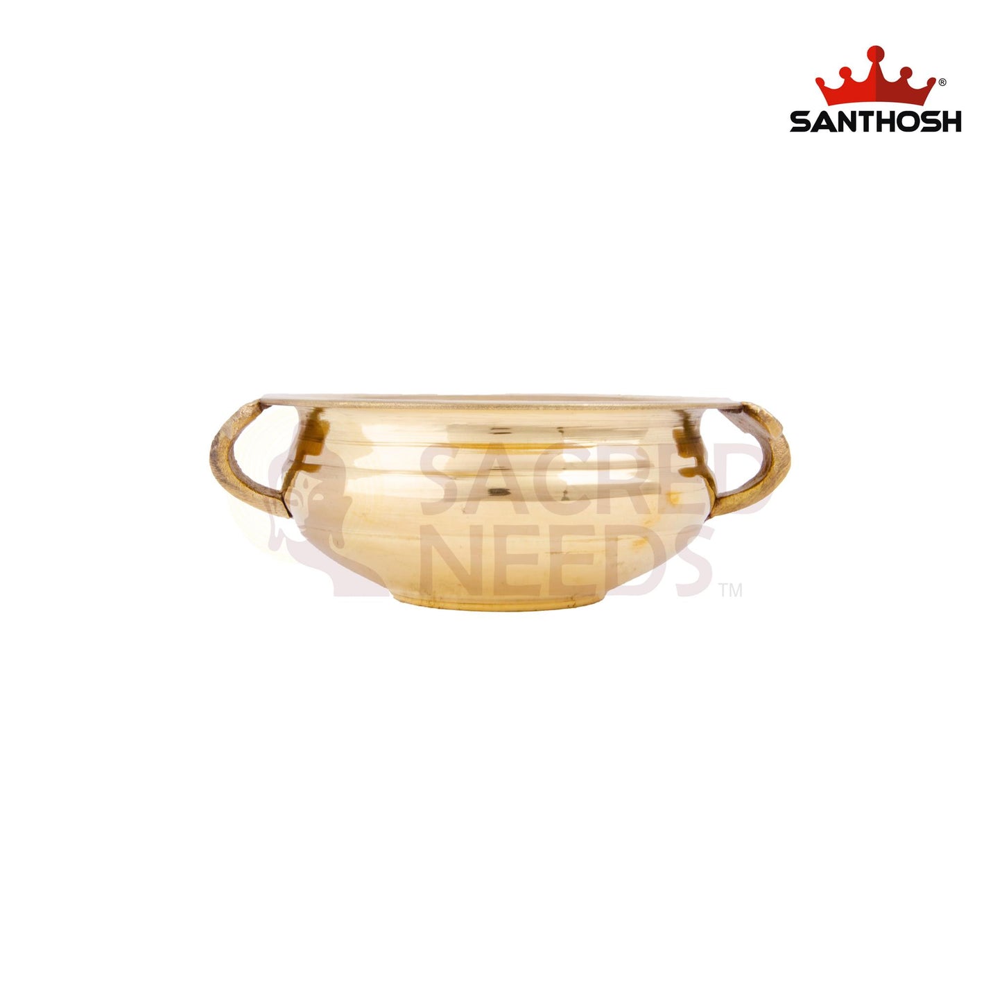 ICC Handle Urli – 6.6 Inch length | Brass Decorative Bowl Urli with Handles for Temple & Living Room Display