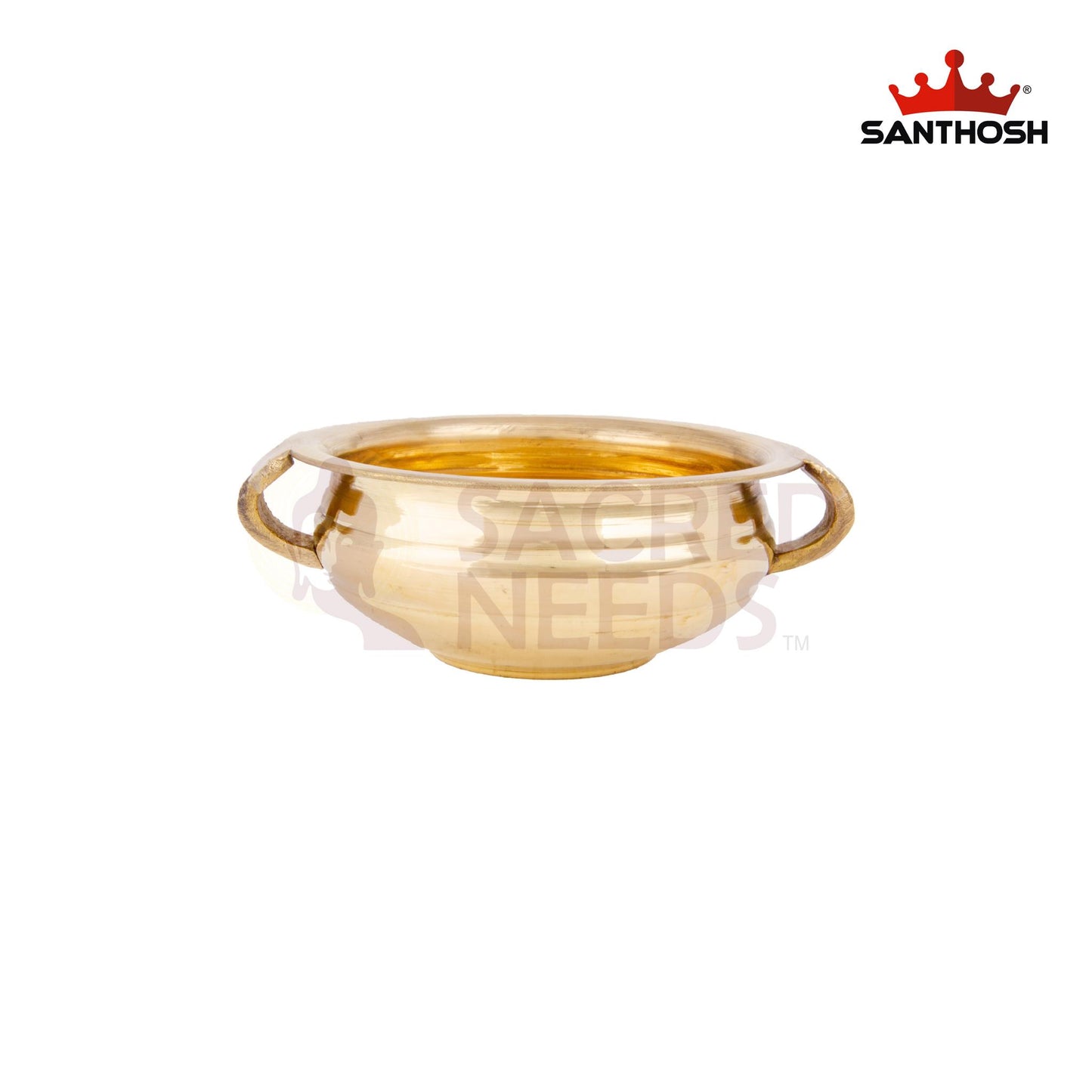 ICC Handle Urli – 6.6 Inch length | Brass Decorative Bowl Urli with Handles for Temple & Living Room Display