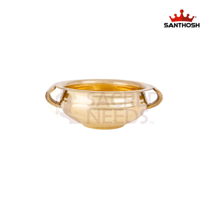 ICC Handle Urli – 6.6 Inch length | Brass Decorative Bowl Urli with Handles for Temple & Living Room Display