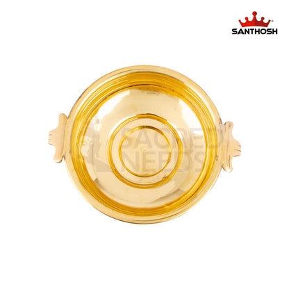 ICC Handle Urli – 6.6 Inch length | Brass Decorative Bowl Urli with Handles for Temple & Living Room Display